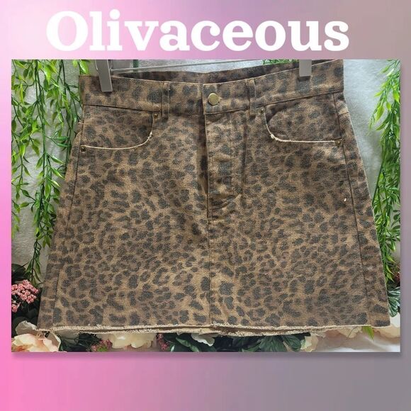 NWT Olivaceous Leopard Print Skirt - Picture 1 of 9